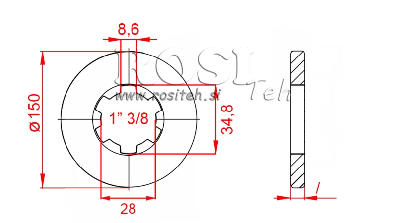 ADAPTOR CARDANIC CU FLANȘĂ ȘI ȘTIFT 1-3/4 (80 mm)