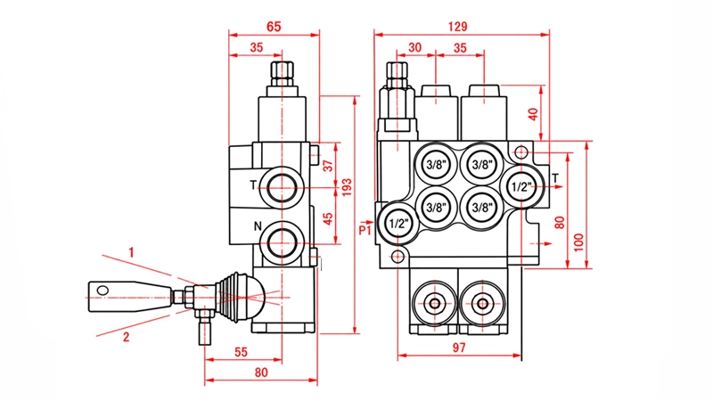 DISTRIBUITOR HIDRAULIC MANUAL – 2 SECȚIUNI 2xR40 ECO