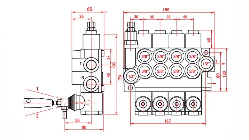 DISTRIBUITOR HIDRAULIC MANUAL – 4 SECȚIUNI 4xR40 ECO
