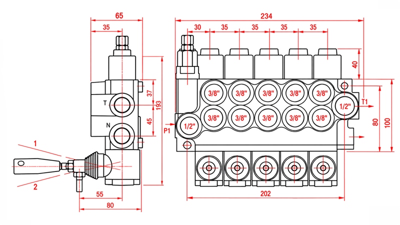 DISTRIBUITOR HIDRAULIC MANUAL – 5 SECȚIUNI 5xR40 ECO