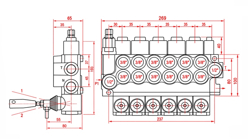 DISTRIBUITOR HIDRAULIC MANUAL – 6 SECȚIUNI 6xR40 ECO