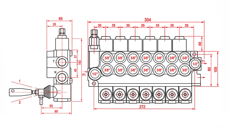 DISTRIBUITOR HIDRAULIC MANUAL – 7 SECȚIUNI 7xR40 ECO