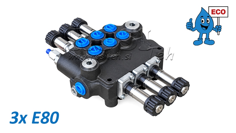ELECTROVALVĂ HIDRAULICĂ (FĂRĂ BOBINE) – DISTRIBUITOR CU 3 SECȚIUNI 3xE80 ECO