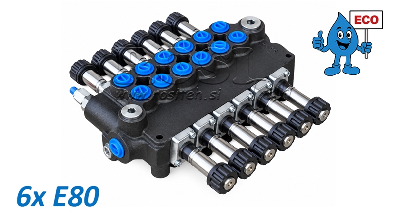 ELECTROVALVĂ HIDRAULICĂ (FĂRĂ BOBINE) – DISTRIBUITOR CU 6 SECȚIUNI 6xE80 ECO