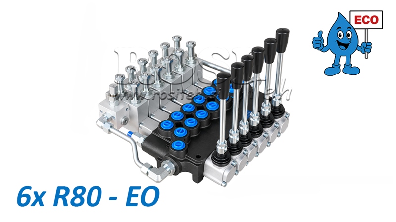 DISTRIBUITOR HIDRAULIC ELECTRO-MANUAL (FĂRĂ BOBINE) – 6 SECȚIUNI 6xR80-EO ECO