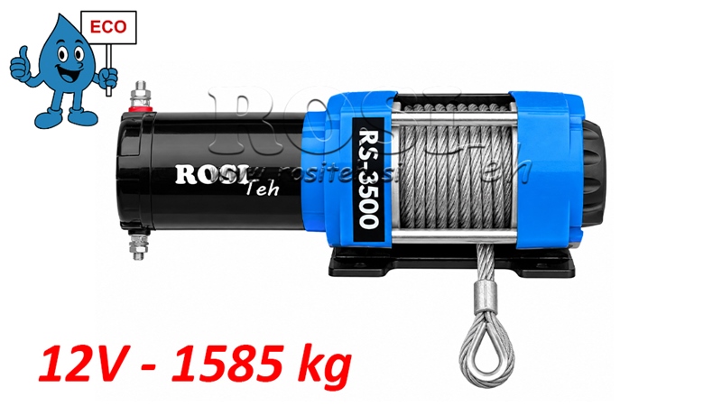 12 V TROLIU ELECTRIC RS-3500 - 1585 KG - CABLU DE OȚEL - ECO