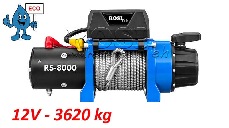 12 V TROLIU ELECTRIC RS-8000 - 3620 KG - CABLU DE OȚEL - ECO