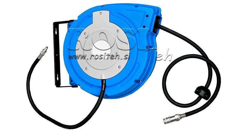 PLASTIC HOSE REEL WITH PNEUMATIC PU HOSE 15M 20BAR 3/8