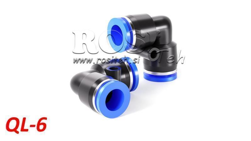 CONNETTORE ANGOLARE A SPINA PNEUMATICA TPA SENZA FILETTO QL-6