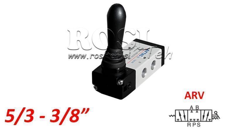 VANĂ MANUALĂ PNEUMATICĂ 5/3 3/8 PRT-0852-ARV RETUR CU SPRING