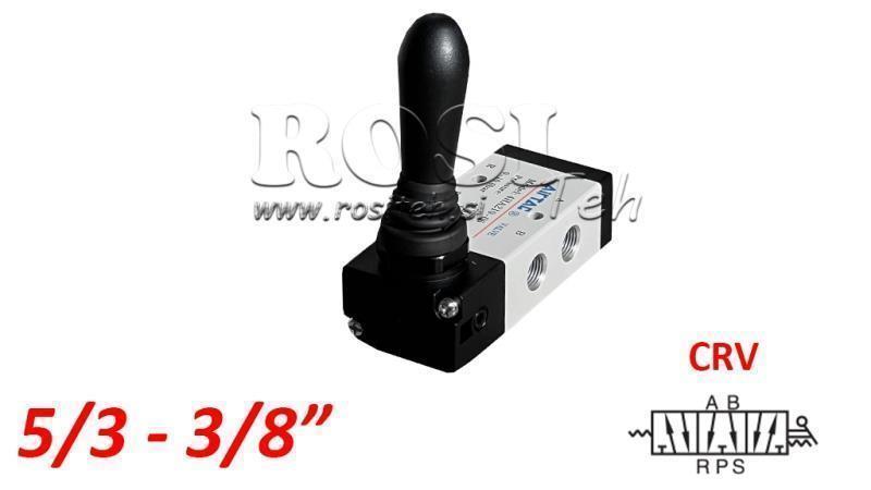 VANĂ MANUALĂ PNEUMATICĂ 5/3 3/8 PRT-1053-CRV ÎNAPOI CU SPRING