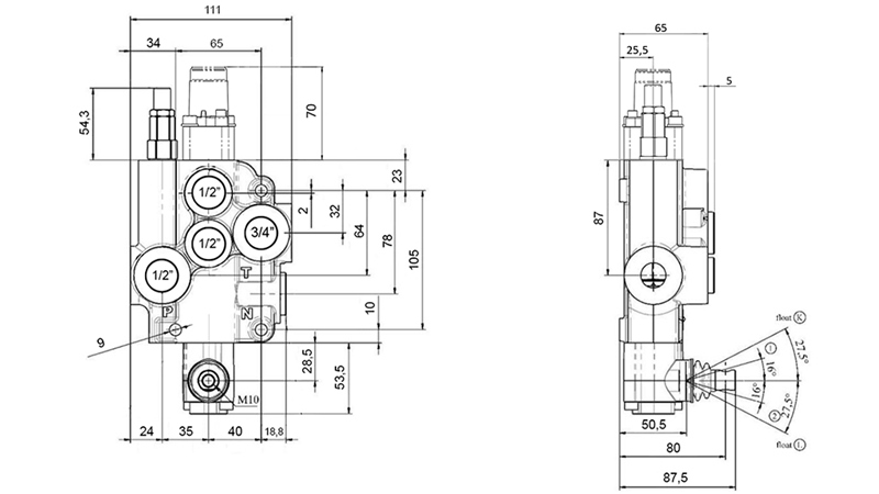 MANUAL SUPAPĂ HIDRAULICĂ MONOBLOC 1xZ80 + FUNCȚIE PLUTITOARE