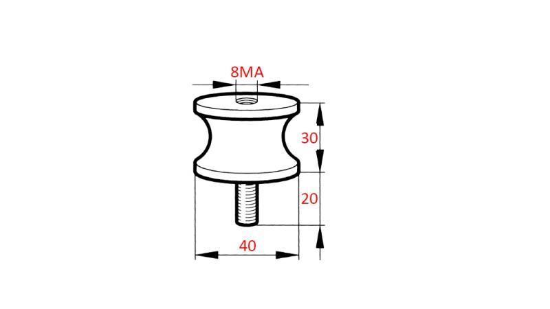 ZYLINDRISCHER VIBRATIONSDÄMPFER MIT SCHRAUBE UND INNENGEWINDE 8MA