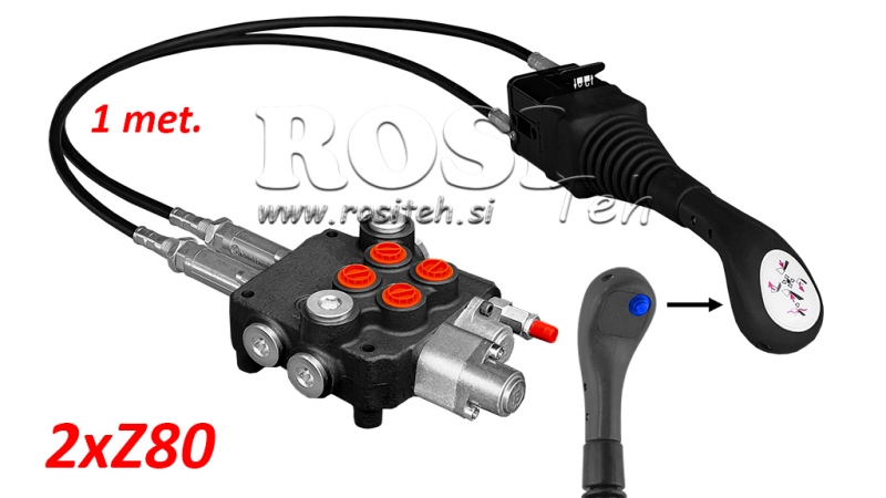 JOYSTICK 1x BUTON - CABLU BOWDEN 1 m + SUPAPĂ HIDRAULICĂ 2xZ80 + FUNCȚIE PLUTITOARE