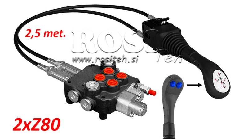 JOYSTICK 2x BUTON - CABLU BOWDEN 2,5 m + SUPAPĂ HIDRAULICĂ 2xZ80 + FUNCȚIE PLUTITOARE