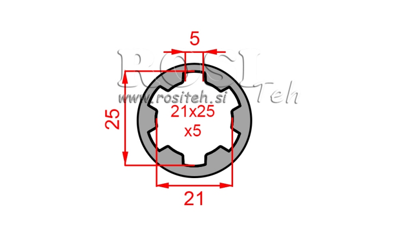 KARDANSKI NASTAVEK PUŠA 21x25x5 (6 zob) (60 mm)