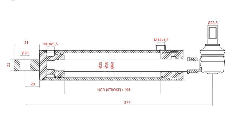 HYDRAULISK STYRINGSCYLINDER SAMME OEM-169.6352.4/10