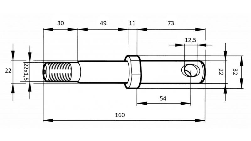 MONTAGEKEIL fi22mm VERLÄNGERT MIT GEWINDE M 22x1.5