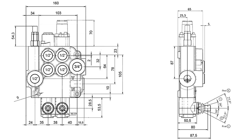 MANUAL SUPAPĂ HIDRAULICĂ MONOBLOC 2xZ80 + FUNCȚIE PLUTITOARE