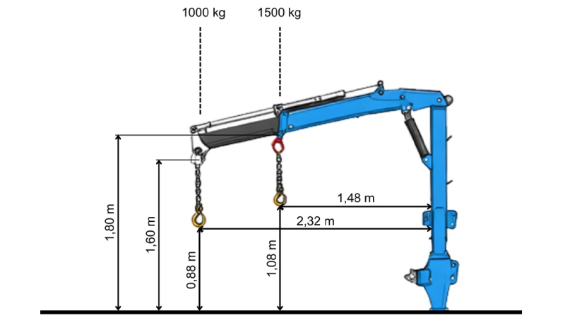 TRACTOR THREE-POINT CRANE - HYDRAULIC ARM 1200 KG
