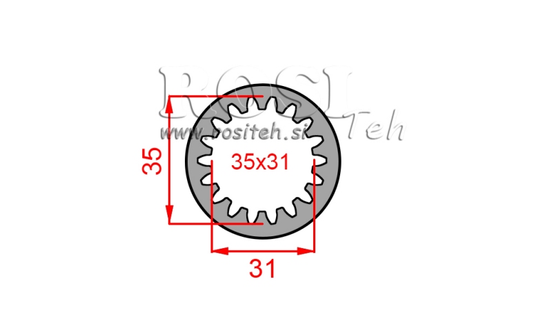 ENGRENAGE PTO 35×31– 18 DENTS, Ø48 MM, LONGUEUR 50 MM