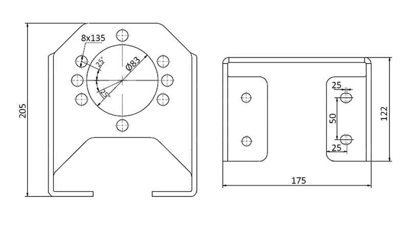 BRACKET DE UNGHI PENTRU HIDROMOTOR MP MR MS