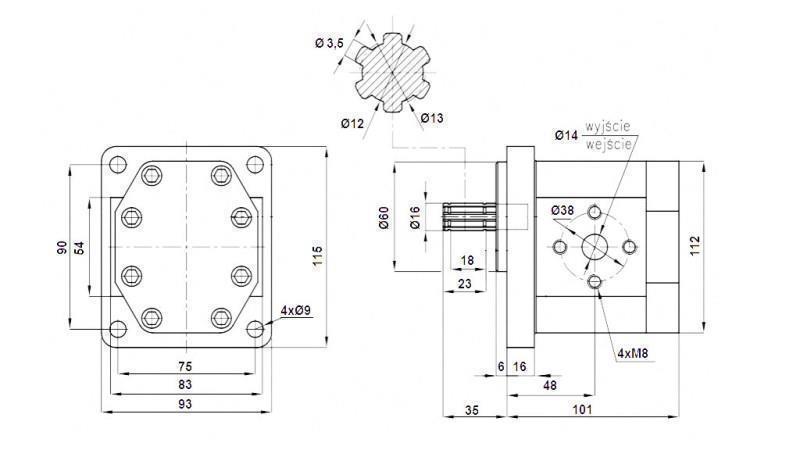 POMPĂ HIDRAULICĂ NSZ 16 - 6 DINTE 16 CC STÂNGA