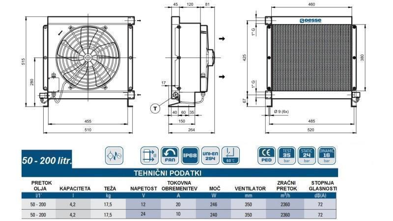 RĂCITOR DE ULEI DC 12V HY05702 50-200 LIT