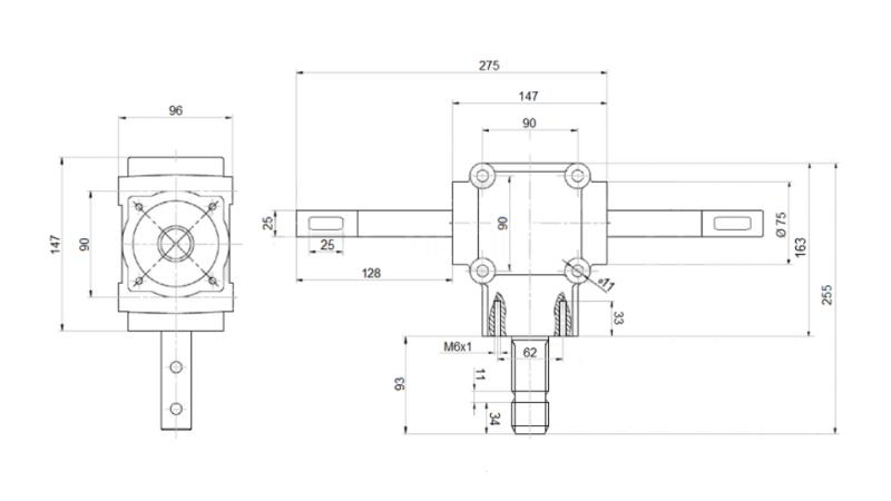 REDUCȚIE DE UNGHI AXĂ DUBLĂ 1: 1.14 (27CP-20kW)