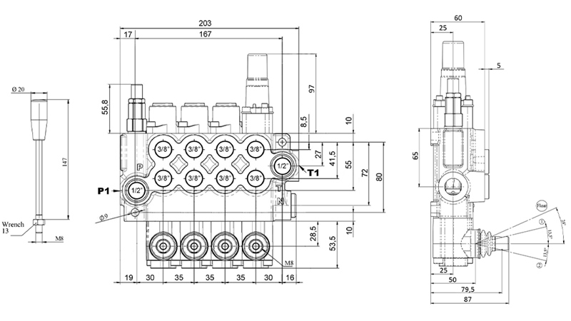 MANUAL SUPAPĂ HIDRAULICĂ MONOBLOC 4xZ50 + FUNCȚIE PLUTITOARE