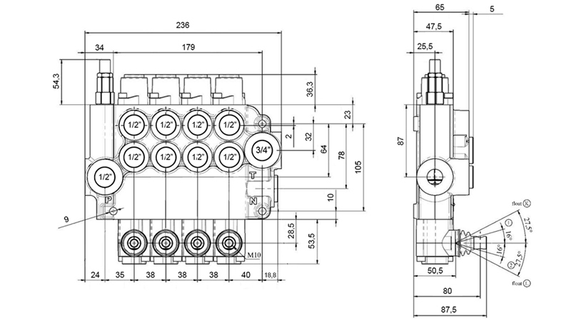 MANUAL SUPAPĂ HIDRAULICĂ MONOBLOC 4xZ80