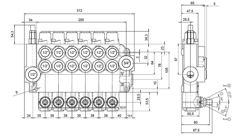 MANUAL SUPAPĂ HIDRAULICĂ MONOBLOC 6xZ80