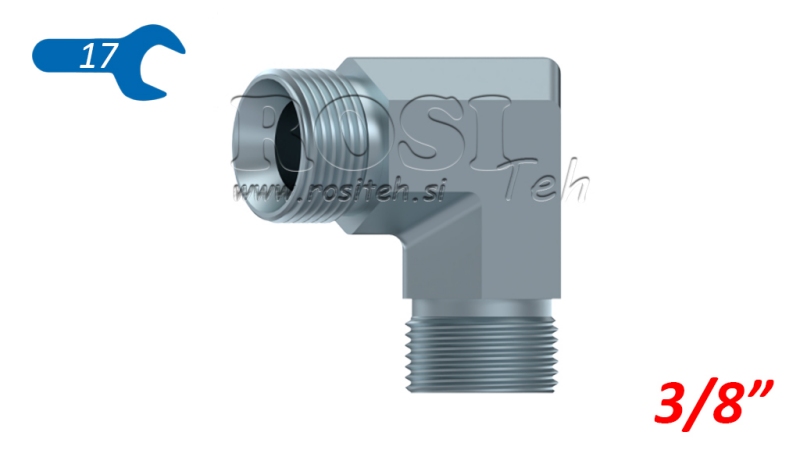 COT HIDRAULIC 90° BSP SCURT BĂRBAT-BĂRBAT 3/8