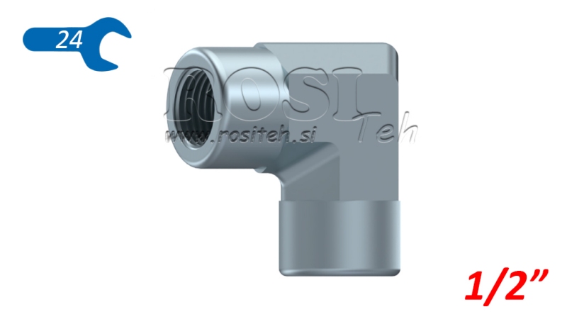 COT HIDRAULIC 90° SCURT FEMEIE-FEMEIE 1/2