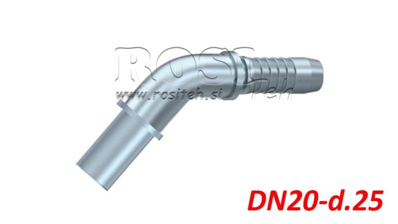 GOMMA DI TRANSIZIONE PER COLLEGAMENTO IDRAULICO CURVA 45° DN20-d.25
