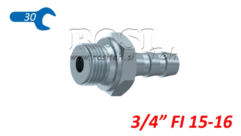 CONEXIUNE HIDRAULICĂ MASCULINĂ 3/4 PENTRU FURTUN DE CAUCIUC Φ 15-16