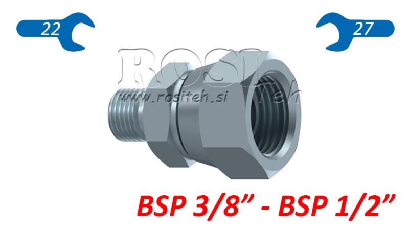 HYDRAULISK SVÄNGMUTTER REDUKTION BSP  3/8-BSP 1/2