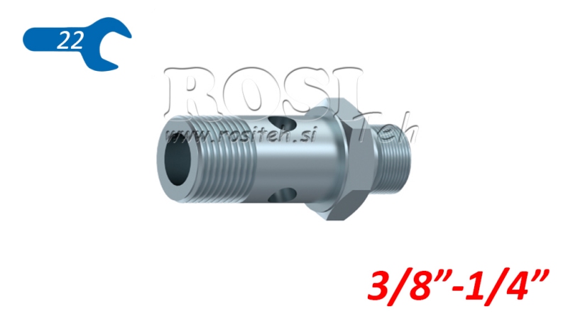 HYDRAULISCHE HOHLSCHRAUBE BSP 3/8 MIT VERLÄNGERTEM GEWINDE BSP 1/4