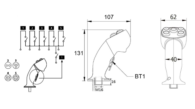 COMANDĂ REMOTĂ ROSI JOYSTICK - 5 BUTOANE + BUTON