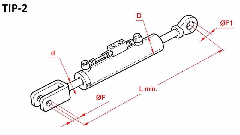 TIRANT LATERAL HIDRAULIC - CASE-IH 80/40MIN.550 TIP (2) Φ 25/25