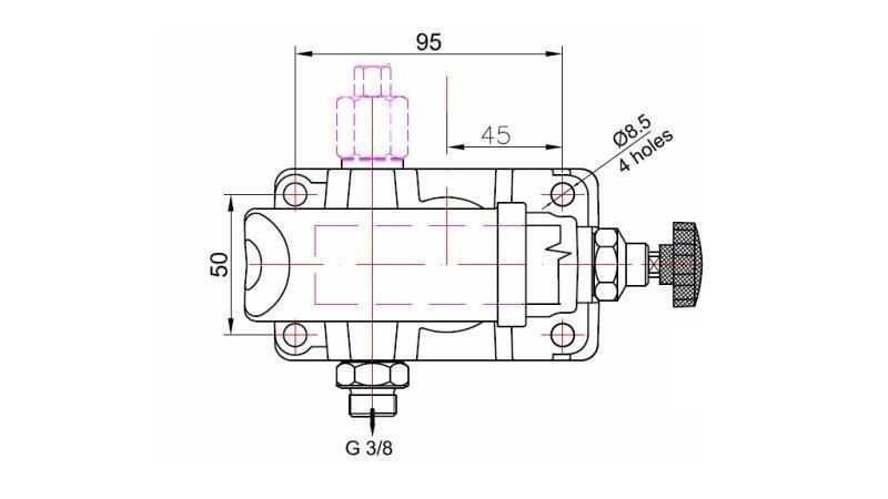 POMPĂ MANUALĂ 12CC -SD- DIRECȚIE UNICĂ - dimensiuni