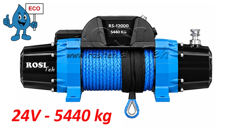 24 V TROLIU ELECTRIC RS-12000 - 5440 kg - FRÂNGHIE SINTETICĂ - ECO
