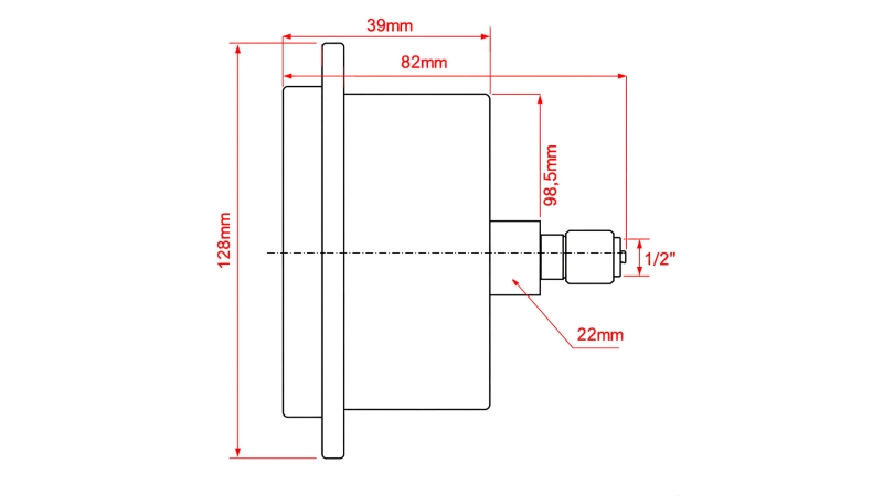 MANOMETRU DN100 SPATE 0 - 40 BAR - 1/2