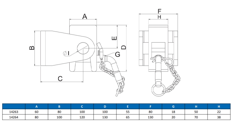 BRACKET PENTRU TIPPER CAISSON 60X80MM ECO