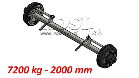 ACHSE FÜR ANHÄNGER MIT BREMSEN (6 SCHRAUBEN) - 7200 kg - 2000 mm