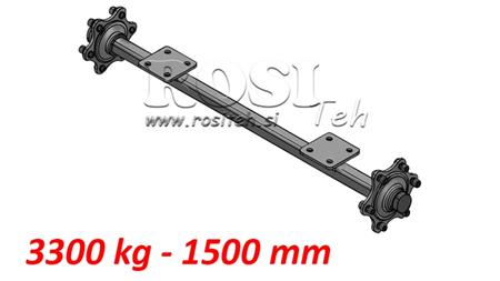 AXA PENTRU REMORCA 3300 KG FĂRĂ FRÂNĂ (1500 MM) CU PLATBANDĂ DE MONTARE