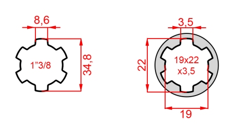 ADAPTATOR P.T.O. 13/8 21x25x5 - 6 DINȚI
