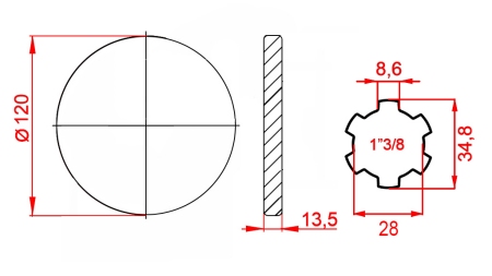 KARDANOVÝ ADAPTÉR S PŘÍRUBOU 1-3/8 (125 mm)