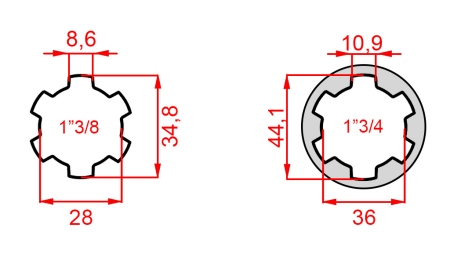 ADAPTATEUR CARDAN AVEC GOUPILLE DE 1-3/4 À 1-3/8 (165 mm)