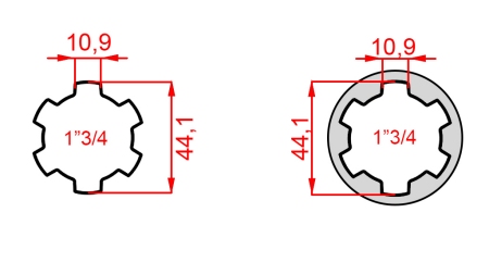 ADAPTATEUR CARDAN AVEC GOUPILLE DE 1-3/4 À 1-3/4 (165 mm)